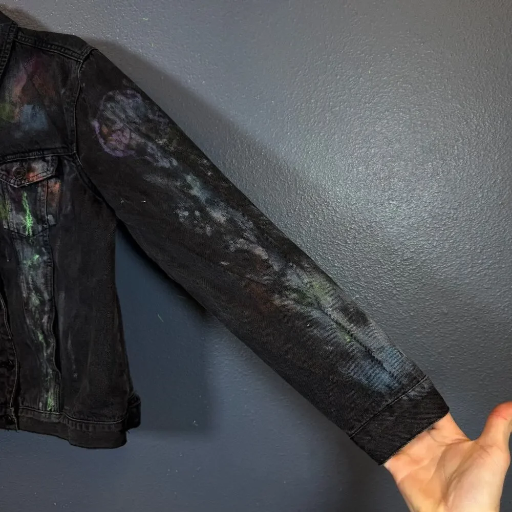 Buffalo M women’s black Lisa Simpsons custom denim jacket distressed